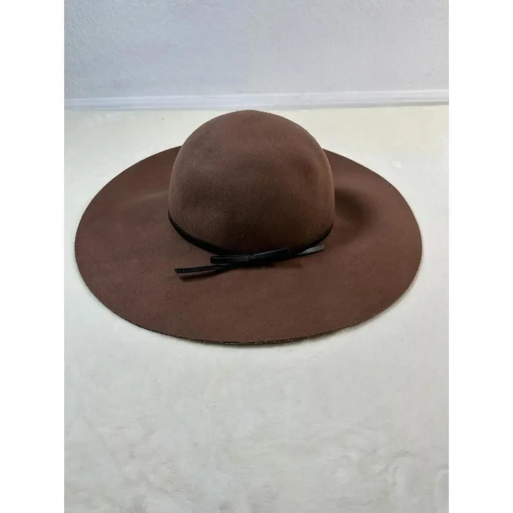 Women’s A New Day Wool Wide Brim Floppy Hat Brown Boho Fall Coastal Cowgirl